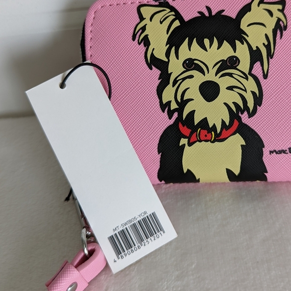 marc tetro Yorkie Wallet Wristlet Zip Around PVC Saffiano Pink Gift Boxed NWT - Picture 12 of 12